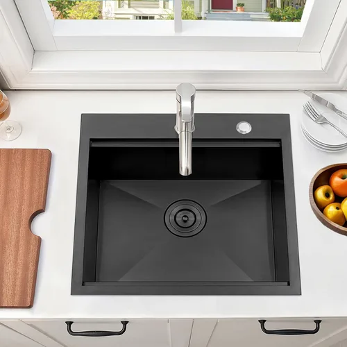 Miniatura 3 de VCCUCINE - Fregadero de cocina de 21 x 20 pulgadas, fregadero de cocina pequeño de acero inoxidable calibre 16, cuenco individual para exteriores