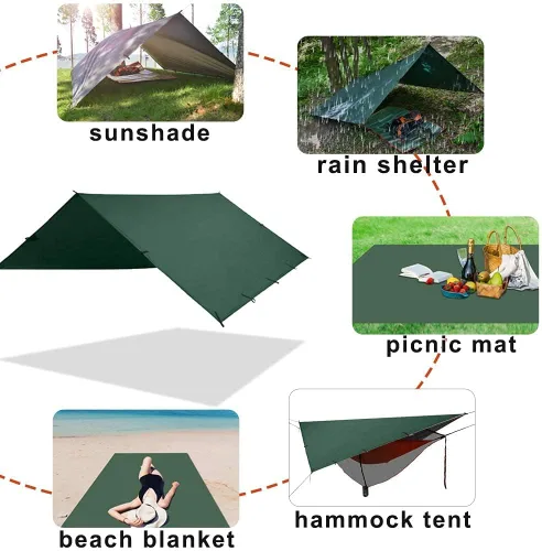 Miniatura 3 de KALINCO Lona impermeable para camping, hamaca para tienda de campaña, mosca de lluvia, 10 x 10 pies, 10 x 15 pies, lona ligera multifuncional