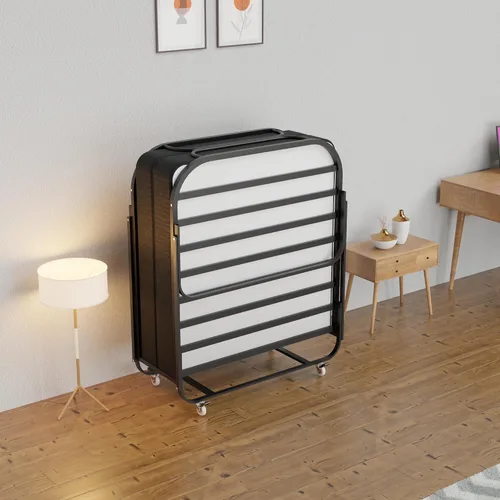 Miniatura 3 de Treaton, Cama plegable plegable de 16 pulgadas con colchones de espuma viscoelástica de 5 pulgadas, marco plegable de metal resistente, totalmente
