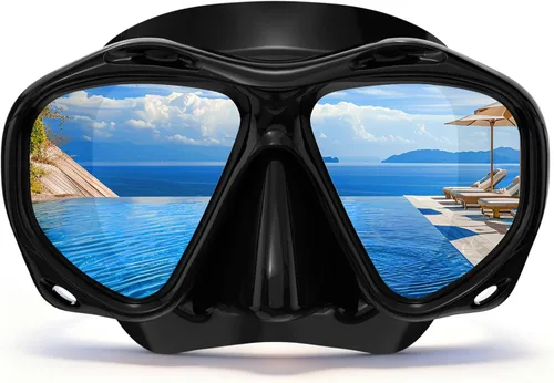 Scuba Mask Adults, Diving mask, Snorkel Swimming Goggles with Nose Cover for Youth, Free Diving Mask, Panoramic HD Tempered Glass Snorkeling Gear