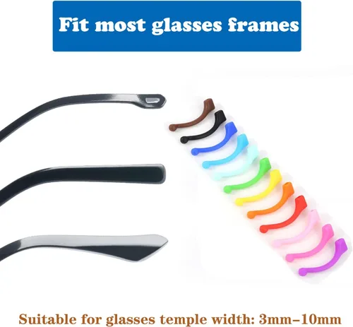 Miniatura 4 de Retenedor antideslizante para gafas, gancho para las orejas, retenedores de seguridad para gafas, funciona con patillas de 0.19 a 0.39 pulgadas, 10