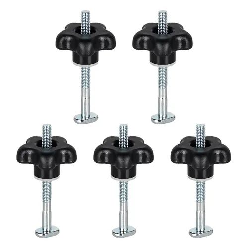 Toolcool Pernos de pista en T M6 x 2.953 in, kit de perilla de estrella, pernos de ranura en T de 3 pulgadas con arandelas, accesorios para