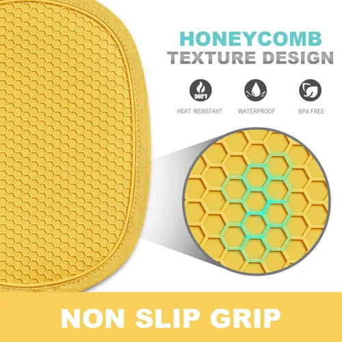 Miniatura 3 de Paquete de 2 soportes de silicona para ollas de cocina resistentes al calor hasta 500 °F, almohadillas calientes grandes antideslizantes con Amarillo
