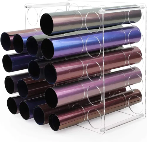 Miniatura 8 de Almacenamiento de rollos de vinilo de 20 agujeros para sala de manualidades, soporte de rollo de vinilo para hasta 20 rollos de vinilo