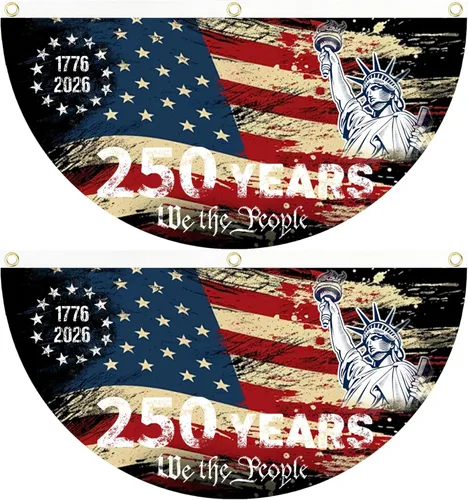 Miniatura 11 de 2 banderas de Estados Unidos con el número 250 aniversario, banderas para fanáticos de 1776-2026 de 1.5 x 3 pies, bandera de aniversario