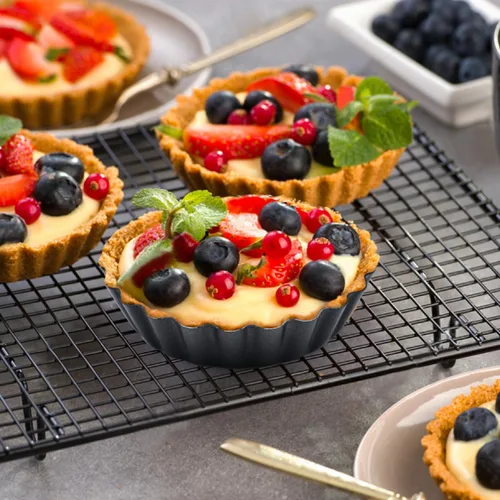 Miniatura 3 de 12 moldes para tarta de huevo, 3 pulgadas mini sartenes con botella suelta, mini conchas antiadherentes, latas de tarta estriadas quiche de acero al