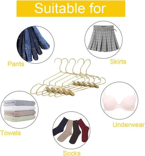 Miniatura 4 de Perchas de metal dorado mate de 16.5 pulgadas de alta calidad, perchas resistentes para faldas, estante de metal para pantalones antideslizantes