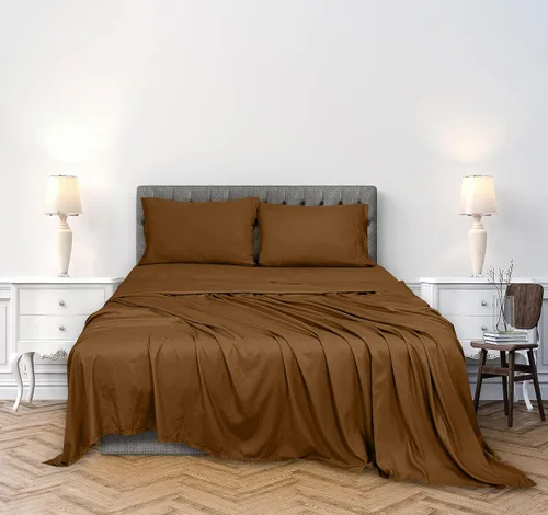 Miniatura 2 de ROYALE LINENS Juego de sábanas de algodón peinado de fibra larga 100% de 300 hilos - Sábanas de 4 piezas para cama King - 1 ajustable, 1 plana y 2