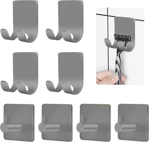 Miniatura 9 de CGBE 4 Paquetes Ganchos de Ducha para Interior de Ducha, Soporte Colgador Autoadhesivo para Afeitadora para Baño, Ganchos de Pared Sin Daños