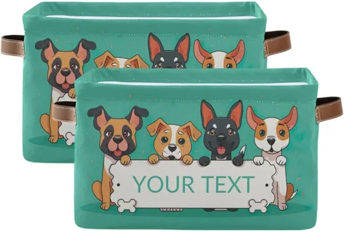 Miniatura 14 de Cesta de almacenamiento personalizada para perros con asas, nombre de mascota personalizado y foto, cajas de almacenamiento plegables para abrigos