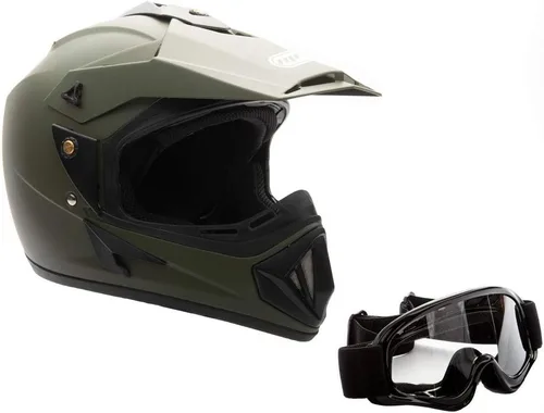 MMG Casco todoterreno para motocicleta para adultos, DOT – MX ATV Dirt Bike Motocross UTV – con gafas Negro mate