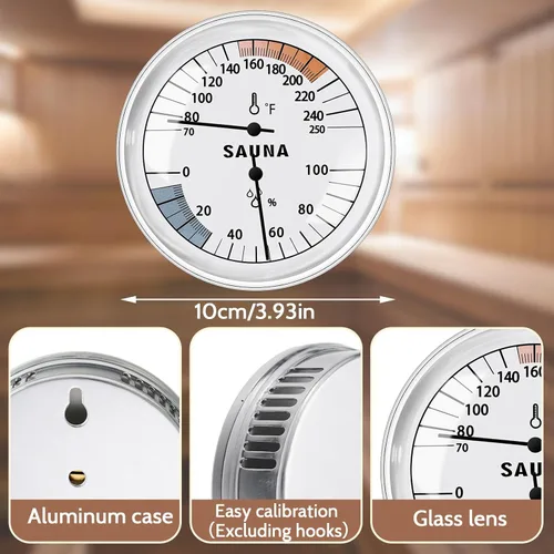 Miniatura 4 de Relaxweex 2 juegos de termómetro de sauna y soporte para taza de aceite de aromaterapia, termómetro e higrómetro 2 en 1 Fahrenheit de 15 minutos