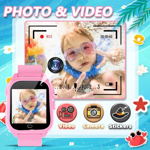 Miniatura 6 de OVV Reloj inteligente para niños y niñas de 3 a 12 años con resistente al agua 26 juegos, pantalla táctil de 1.44'', cámara HD, reproductor de MP3