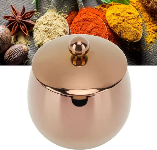 Miniatura 4 de Azucarero de acero inoxidable, tarro de especias con tapa, plato grande para suagr, contenedor de azúcar pulido, soporte multifuncional para cocina