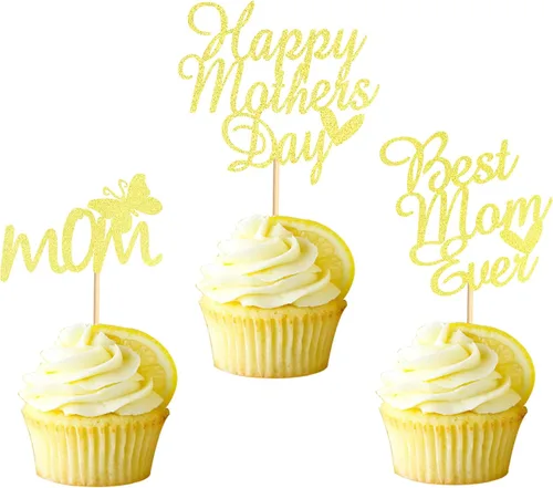 24 piezas de decoración para cupcakes para el Día de la Madre, con diseño de mariposa, decoración de pasteles para el día de la madre, suministros