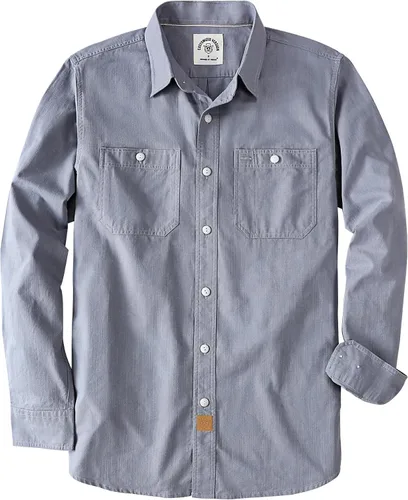 Miniatura 13 de Dubinik® Chambray - Camisa de trabajo de algodón de manga larga para hombre, con 2 bolsillos, casual, con botones
