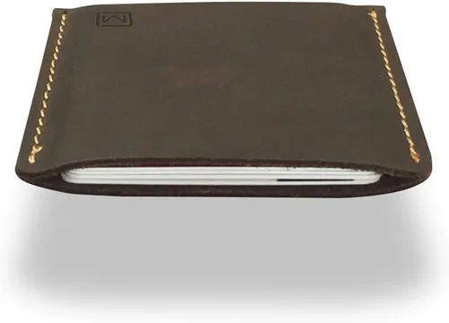 Miniatura 4 de Modern Carry - Funda delgada de cuero para tarjetas de crédito marrón Brown Card Sleeve