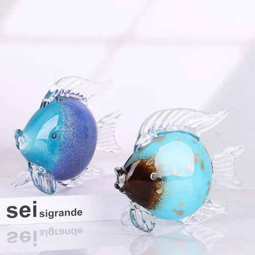 Miniatura 4 de Figuras grandes de cristal de peces de vidrio soplado a mano, estatua y escultura de peces para decoración del hogar, pisapapapeles de cristal