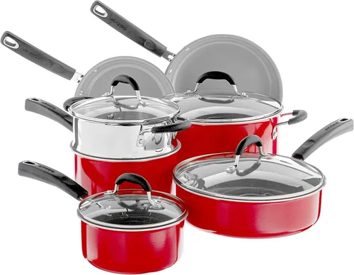 Miniatura 2 de Cuisinart 54C-11R Ceramica XT - Juego de utensilios de cocina antiadherentes, 11 piezas, color rojo y acero inoxidable Rojo con interior gris