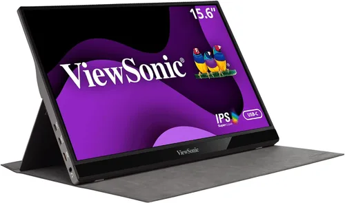 ViewSonic VG1655 - Monitor portátil de 15.6 pulgadas 1080p con USB C de 60W de alimentación de 2 vías, IPS, cuidado de los ojos, altavoces duales,