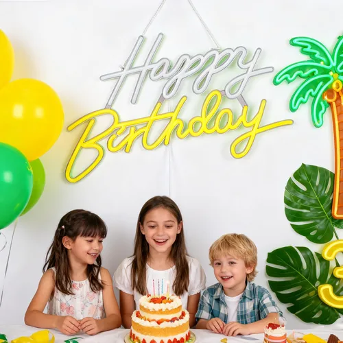 Miniatura 7 de Letrero de neón de feliz cumpleaños, letrero de neón para decoración de pared, luz de neón regulable alimentada por USB, letrero LED de feliz
