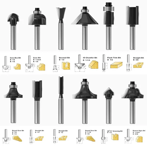 Miniatura 2 de Juego de brocas fresadoras de carburo de tungsteno con vástago de 1/4 de pulgada