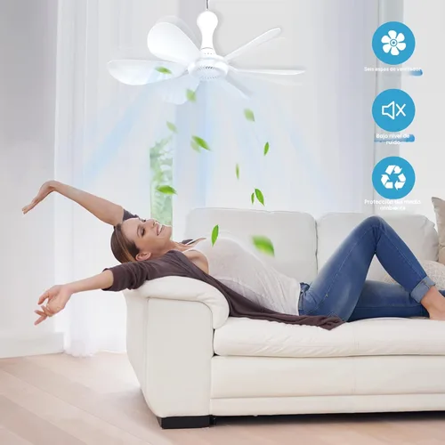 Miniatura 7 de Xindejia Ventilador de techo pequeño alimentado por USB, 6 aspas, silencioso DC 5 V, ventiladores colgantes USB para interiores y exteriores, RV