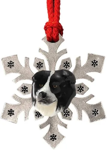 Miniatura 23 de Adorno navideño para colgar en la cabeza de collie con borde de peltre antiguo hecho a mano para decorar coronas y árboles de Navidad del hogar