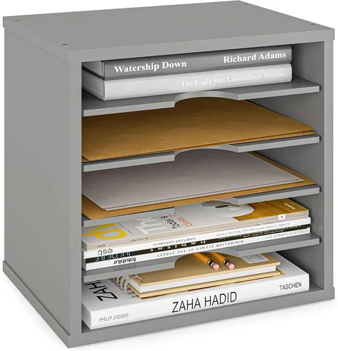 Ballucci Organizador de archivos, clasificador de papel, estantes ajustables de 5 niveles, organizador de escritorio de oficina, 13 5/8 x 9 1/4 x 12