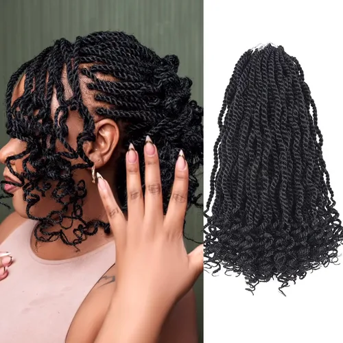 Miniatura 80 de Cabello rubio de ganchillo para mujeres negras, trenzas senegalesas onduladas de ganchillo de 12 pulgadas, trenzas kinky de ganchillo cortas 27613