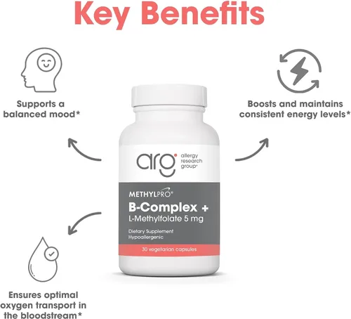 Miniatura 4 de MethylPro B Complex + L-metilfolato 5 mg - Mezcla de vitaminas metiladas biodisponibles - Apoya la energía y el estrés - Vegetariano e