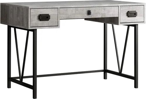 Monarch Specialties Escritorio para computadora, oficina en casa, portátil, cajones de almacenamiento, 48 pulgadas, L, color gris metálico