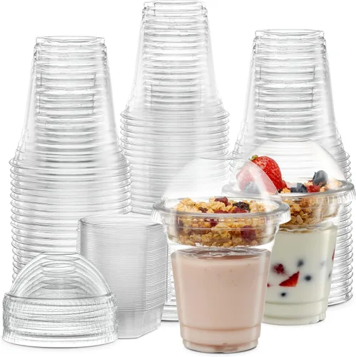 Miniatura 8 de ELEGANT DISPOSABLES Vasos de plástico para postre de 16 onzas con insertos de 4 onzas y tapas 50 juegos de envases de yogur de 16 OZ