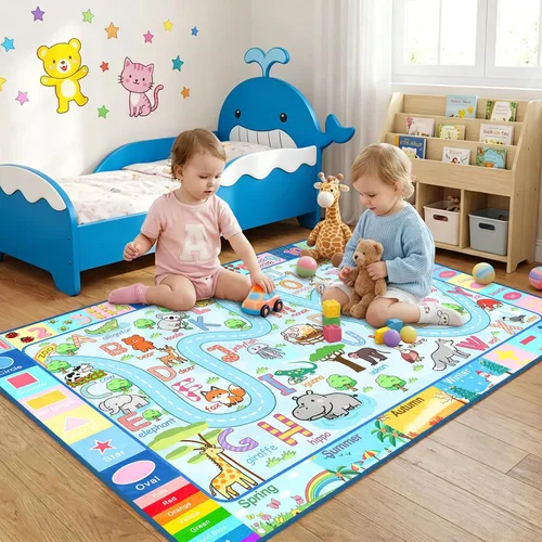 Alfombra de mapa de carreteras, 2.5 x 4 pies, alfombras para niños, para sala de juegos, alfombra de automóvil, alfombra de guardería, alfombra de
