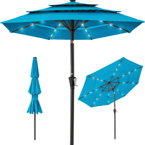 Miniatura 44 de Best Choice Products - Sombrilla solar de 10 pies de 3 niveles para patio, sombrilla de sol para exteriores, mercado, patio trasero, terraza, junto