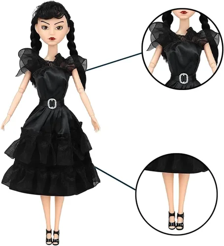 Miniatura 4 de Dumwick Muñeca Adams de 11.5" con Caja de Regalo, Tacones Altos, Vestido Negro y Cabello, Regalo de Juguetes Perfecto para Navidad y Cumpleaños