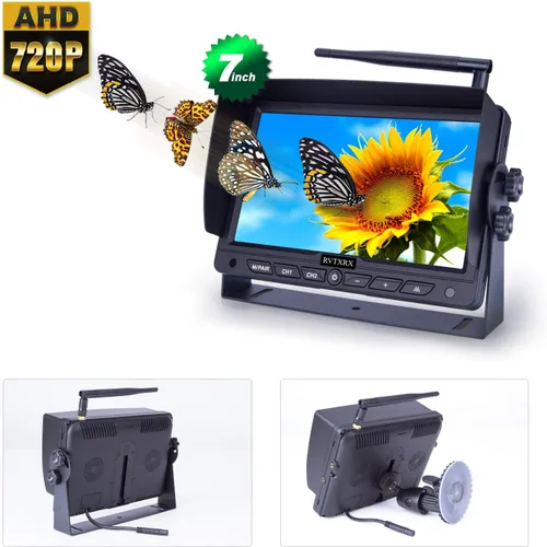 Miniatura 2 de Kit de cámara digital inalámbrica de respaldo, pantalla de 7 pulgadas y resolución HD 720P, cámara de visión trasera gran angular con visión