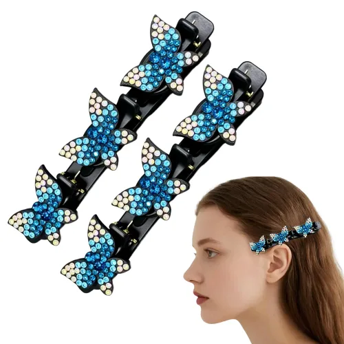 Miniatura 11 de Pinzas de pelo trenzadas con piedra de cristal brillante, pinza para el cabello para mujer, pinzas de pelo corto con pico de pato, clip de pelo