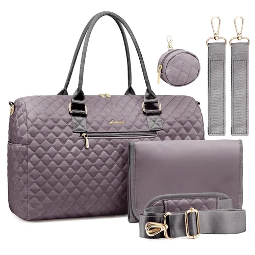 Miniatura 19 de LOVEVOOK - Bolso de pañales con estuche para chupete y cambiador, bolso grande de maternidad para hospital y viajes de fin de semana, bolso
