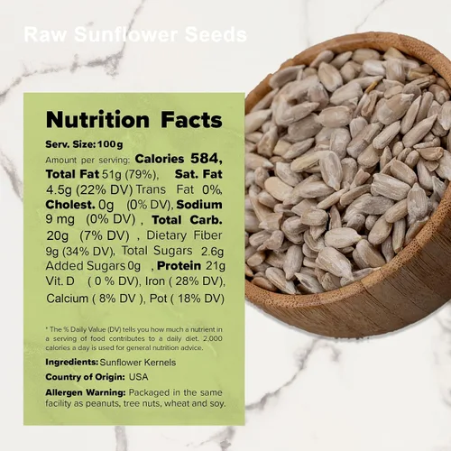 Miniatura 2 de NUTS U.S. - Núcleos de girasol Crudos Una rica fuente de proteínas Cultivado en Estados Unidos y empaquetado en bolsas resellables (1 libra)
