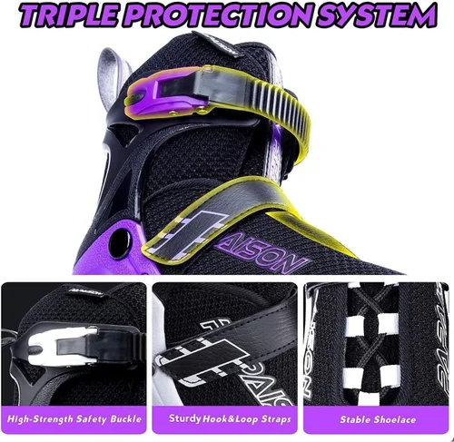 Miniatura 6 de PAPAISON Patines en línea ajustables para niños y adultos con ruedas completamente iluminadas, patines de ruedas para exteriores para niñas y niños