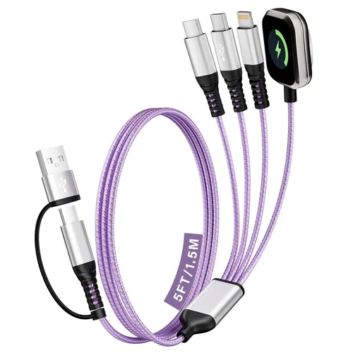 Miniatura 19 de Cargador de viaje para iWatch, cable de carga múltiple 3 en 2 con cargador IP/USB C/iWatch, cargadores de viaje para múltiples dispositivos, Naranja