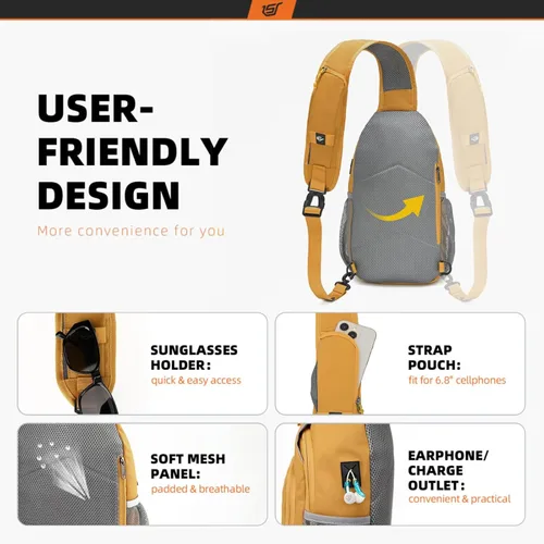 Miniatura 4 de SKYSPER - Mochila cruzada con bloqueo RFID, mochila de bandolera, mochila para el hombro y el pecho, mochila de viaje y senderismo, para mujeres