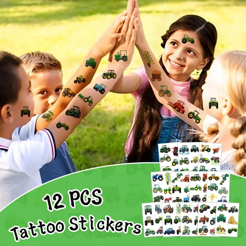 Miniatura 5 de 98 piezas de regalos de fiesta de tractor tema de tractor suministros de fiesta de cumpleaños decoraciones tractor pulsera de goma tatuajes llaveros