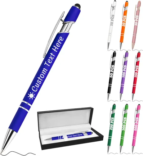 Bolígrafos personalizados con grabado de nombre personalizado, bolígrafos de punta de lápiz con punta de lápiz personalizada, bolígrafos de Azul