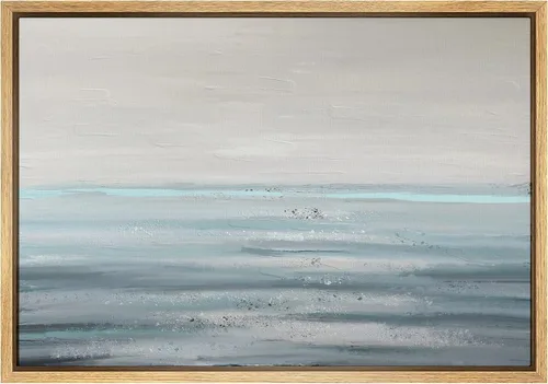 Miniatura 42 de SIGNWIN Lienzo enmarcado para pared, nubes blancas sobre el mar azul marino, pintura al óleo del océano costero, primer plano abstracto, moderno