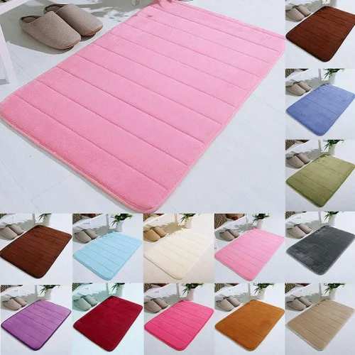 Miniatura 3 de Tapete de baño de espuma viscoelástica grueso, suave, absorbente, suave, antideslizante, lavable a máquina, tapete para decoración de habitación Azul