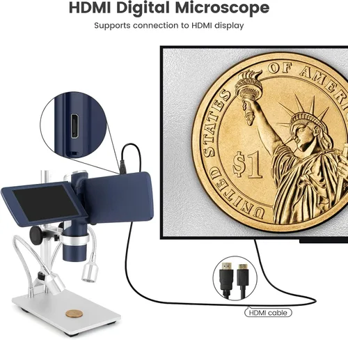 Miniatura 4 de Andonstar AD203S Microscopio Digital HDMI para Monedas con Errores con Soporte de Metal, Kit de Microscopio USB Portátil de Mano para Niños