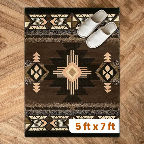 Miniatura 11 de YHSF South West - alfombra estilo nativo americano del suroeste C318 - fácil de limpiar, gruesa, suave, duradera, alfombra inspirada en tribus