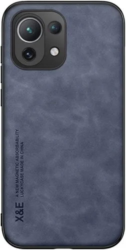 Kepuch Funda Silklike para Xiaomi 11 Lite - Cubierta de parachoques Placa de metal incorporada para Xiaomi 11 Lite - Azul Seda-Azul